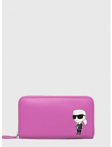 Кожен портфейл Karl Lagerfeld дамски в розово