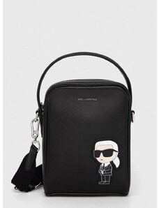 Кожена чанта през рамо Karl Lagerfeld в черно