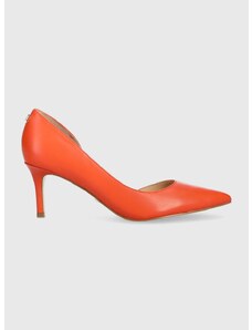 Кожени обувки с висок ток Guess Mystic в оранжево