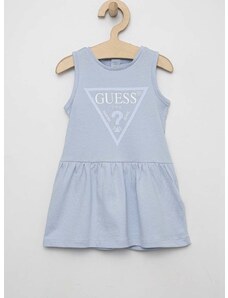 Бебешка памучна рокля Guess в синьо среднодълъг модел разкроен модел