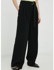 Панталони BOSS в черно със стандартна кройка, с висока талия