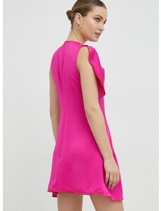 Рокля Victoria Beckham в розово къс модел със стандартна кройка