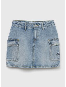 Детска дънкова пола Calvin Klein Jeans в синьо къс модел със стандартна кройка