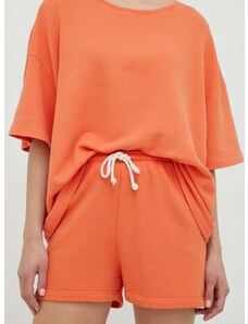 Къс панталон American Vintage в оранжево с изчистен дизайн с висока талия