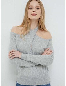 Пуловер с вълна Guess дамски в сиво от лека материя