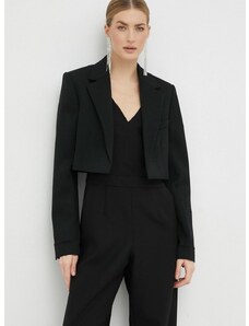 Сако Victoria Beckham в черно без закопчаване с изчистен дизайн