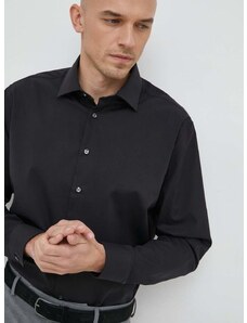 Памучна риза Seidensticker Shaped мъжка в черно с кройка по тялото 01.293690