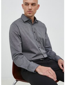 Памучна риза Seidensticker Shaped мъжка в сиво с кройка по тялото класическа яка 01.241600