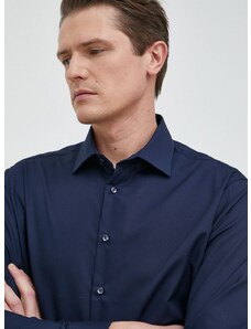 Памучна риза Seidensticker Shaped мъжка в тъмносиньо с кройка по тялото класическа яка 01.021000