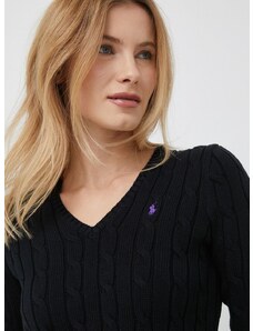 Памучен пуловер Polo Ralph Lauren в черно от лека материя 211891641