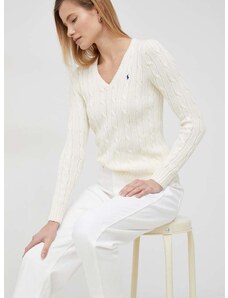 Памучен пуловер Polo Ralph Lauren в бежово от лека материя 211891641