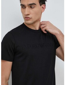 Памучна тениска Emporio Armani в черно с апликация 8N1TD2 1JGYZ