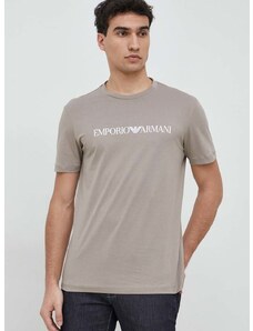 Памучна тениска Emporio Armani в бежово с принт 8N1TN5 1JPZZ