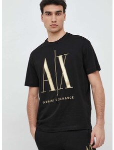 Памучна тениска Armani Exchange в черно с апликация 8NZTPQ ZJH4Z NOS