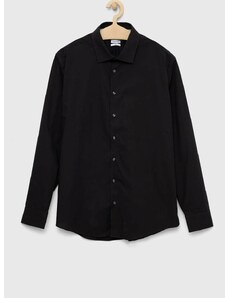 Памучна риза Seidensticker Мъжка в черно със стандартна кройка с класическа яка 01.653760