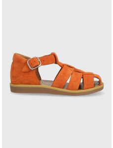 Pom D'api Детски сандали от кожа Calvin Klein в оранжево