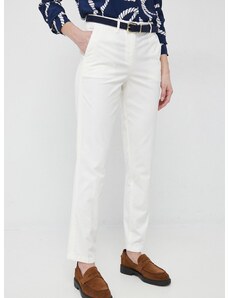 Панталон Tommy Hilfiger в бяло със стандартна кройка, със стандартна талия