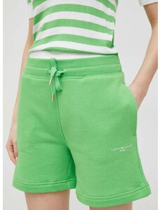 Къс панталон Tommy Hilfiger в зелено с изчистен дизайн висока талия WW0WW38348