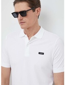 Тениска с яка Calvin Klein в бяло с изчистен дизайн K10K111196