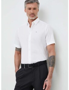 Риза Calvin Klein мъжка в бяло със стандартна кройка с класическа яка K10K109440