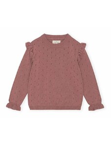 Детски памучен пуловер Konges Sløjd в кафяво от лека материя