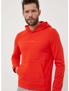 Спортен суичър Calvin Klein Performance Essentials в оранжево с качулка с изчистен дизайн