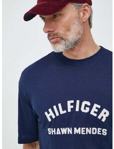 Тениска Tommy Hilfiger x Shawn Mendes мъжка в тъмносиньо с принт