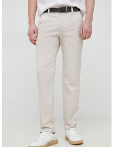 Панталон Calvin Klein в бежово със стандартна кройка
