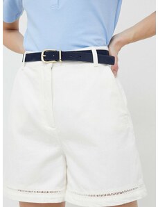 Къс панталон Tommy Hilfiger в бяло с изчистен дизайн с висока талия