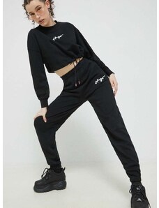 Памучен спортен панталон HUGO в черно с принт