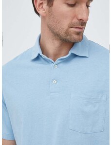 Тениска с яка лен Polo Ralph Lauren в синьо с изчистен дизайн 710900790