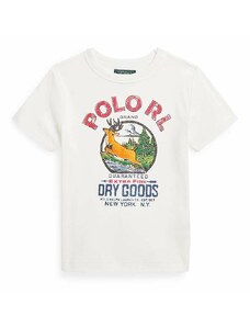 Детска тениска Polo Ralph Lauren в бежово с принт