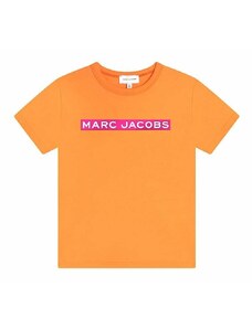 Детска памучна тениска Marc Jacobs в оранжево