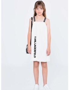 Детска рокля Karl Lagerfeld в бяло къс модел с уголемена кройка