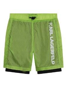 Детски къси панталони Karl Lagerfeld в зелено с регулируема талия