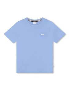 Детска памучна тениска BOSS в бордо с изчистен дизайн