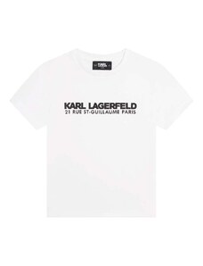 Детска памучна тениска Karl Lagerfeld в бяло с принт