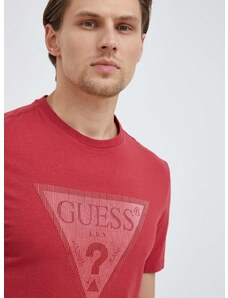 Тениска Guess в червено с принт