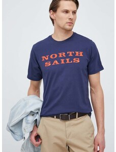 Памучна тениска North Sails в тъмносиньо с принт