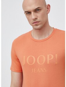 Памучна тениска Joop! в оранжево с принт
