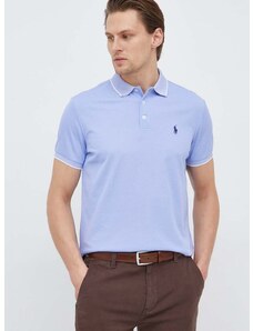 Тениска с яка Polo Ralph Lauren в синьо с апликация