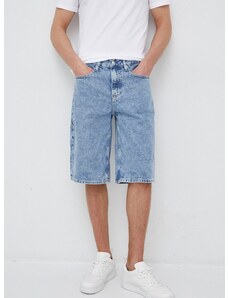 Дънкови къси панталони Calvin Klein Jeans в синьо