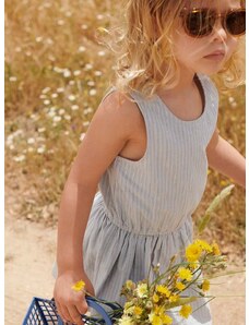 Детска памучна рокля Liewood в бежово къс модел разкроен модел