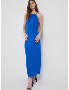 Рокля Calvin Klein в синьо дълъг модел с кройка по тялото