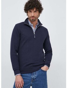 Памучен пуловер Gant в тъмносиньо от лека материя с ниско поло