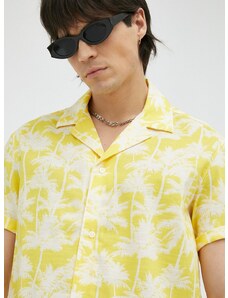 Риза Drykorn Bijan мъжка в жълто със стандартна кройка с италианска яка
