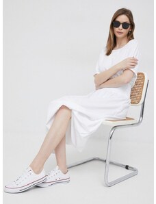 Памучна рокля Deha в бяло среднодълъг модел разкроен модел