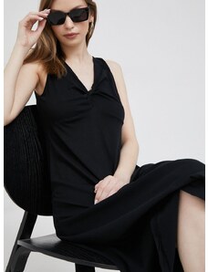 Памучна рокля Deha в черно среднодълъг модел разкроен модел