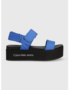 Сандали Calvin Klein Jeans FLATFORM SANDAL SOFTNY в синьо с платформа YW0YW00965