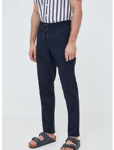 Памучен панталон Tommy Hilfiger в тъмносиньо със стандартна кройка